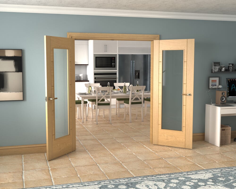 Oak Iseo P10 French Door Set 1580mm(W) x 2021mm(H)