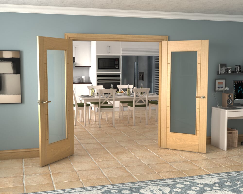 Oak Iseo P10 French Door Set 1732mm(W) x 2021mm(H)
