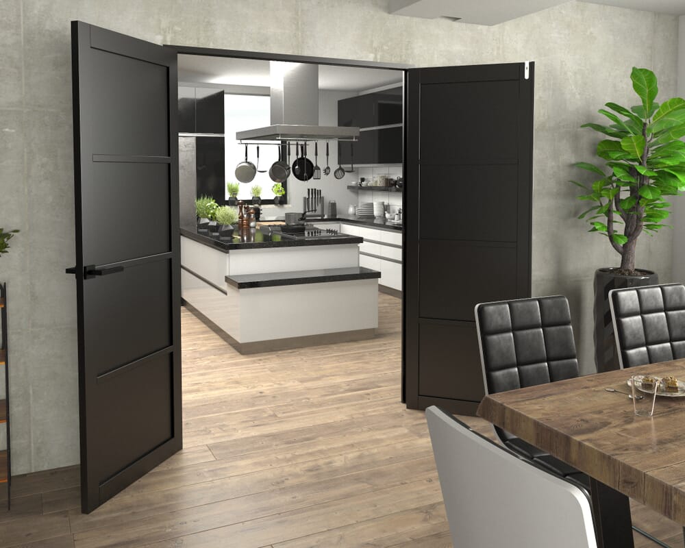 Black Kensington 4P French Door Set 1428mm(W) x 2021mm(H)