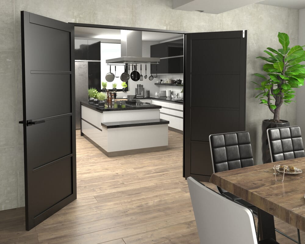 Black Kensington 4P French Door Set 1580mm(W) x 2021mm(H)