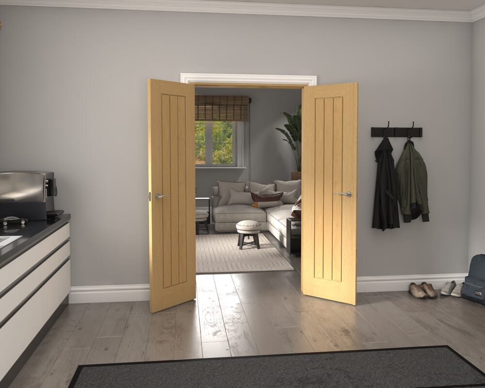 1122x2021x133mm Mexicano Oak French Door Set