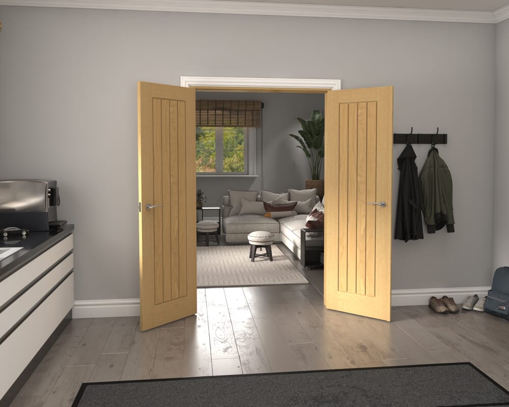1276x2021x133mm Mexicano Oak French Door Set