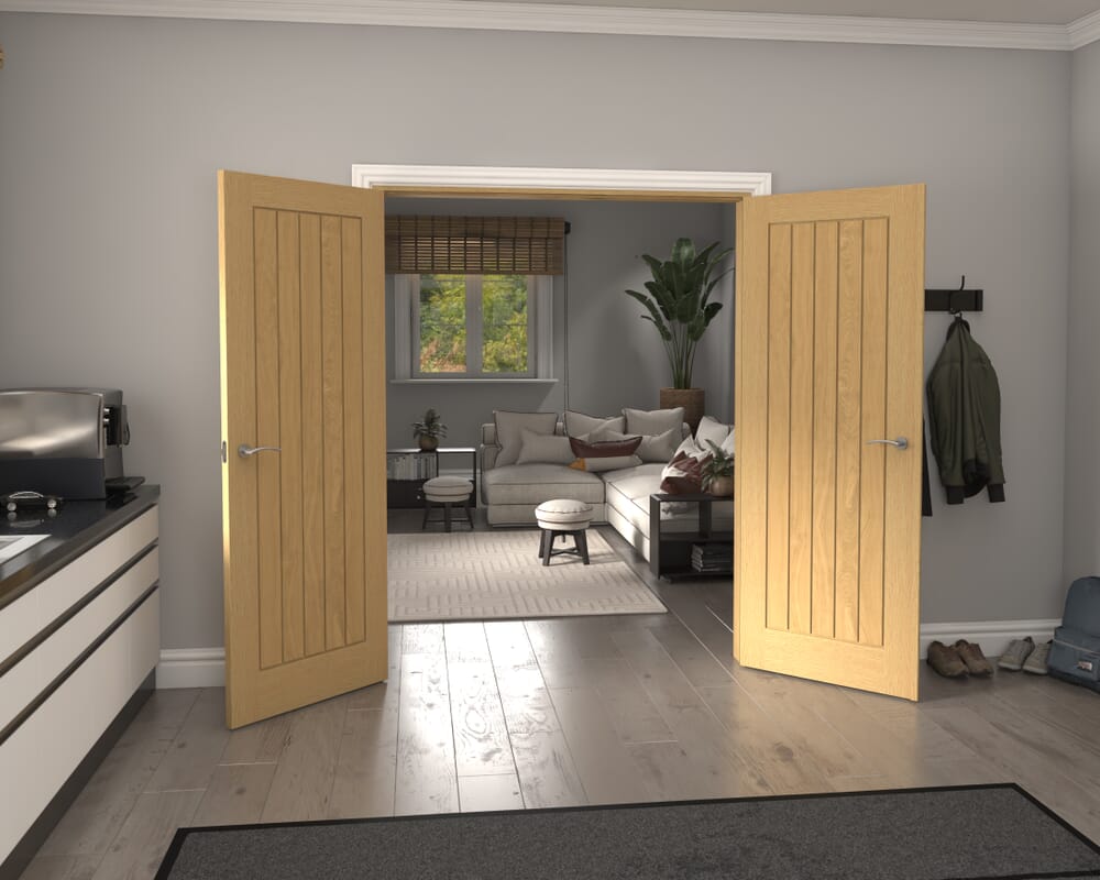1580x2021x133mm Mexicano Oak French Door Set
