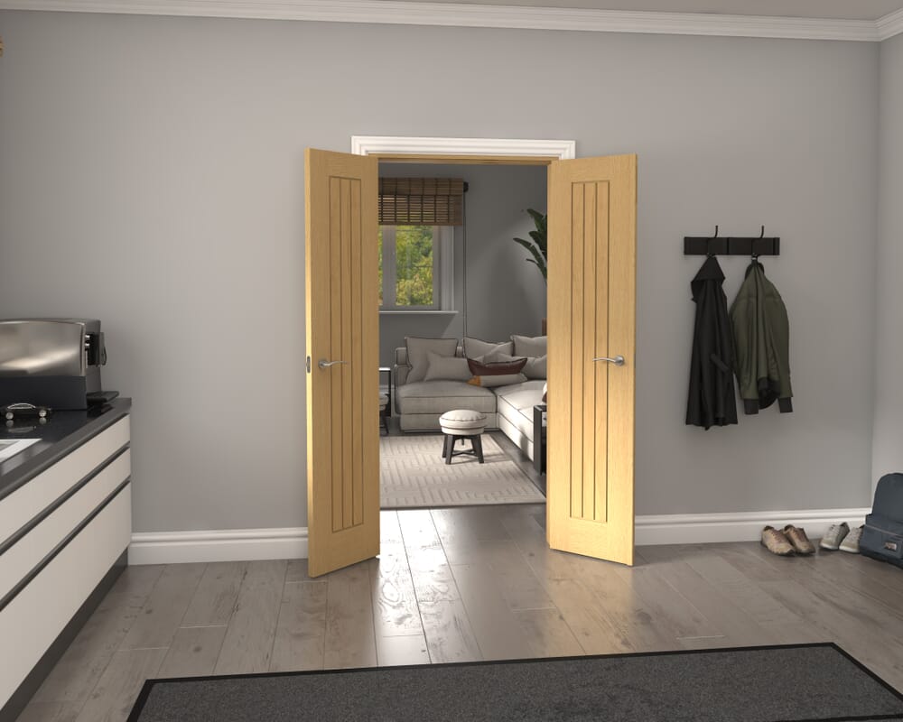 970x2021x133mm Mexicano Oak Prefinished French Door Set