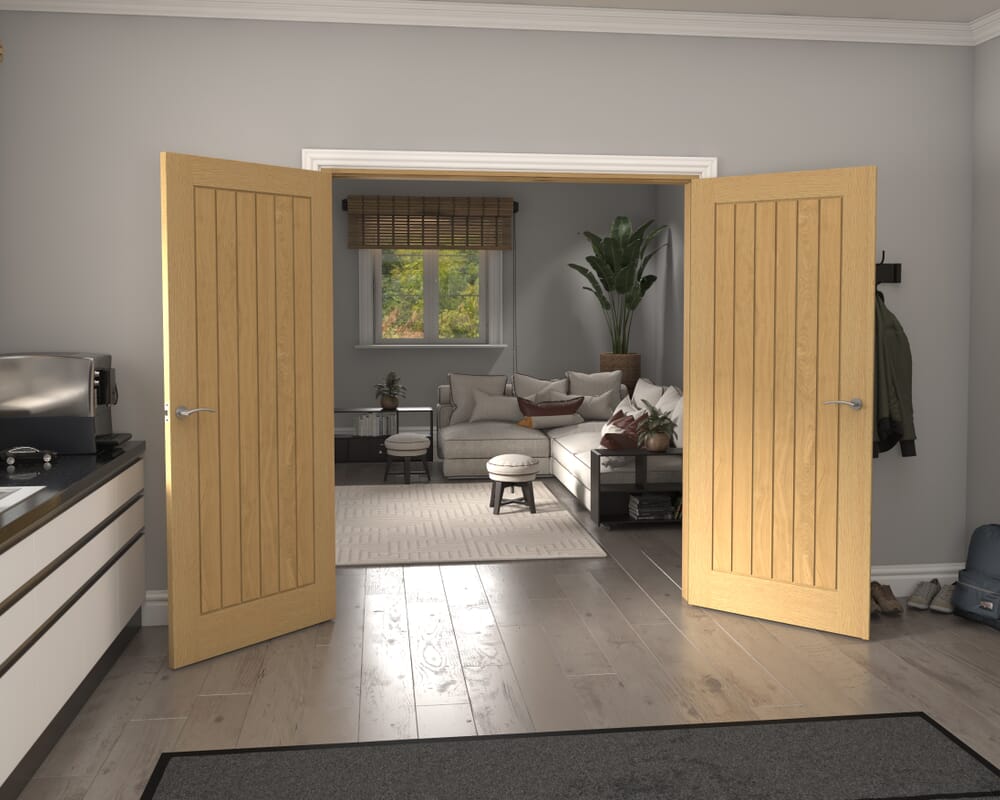 1732x2021x133mm Mexicano Oak Prefinished French Door Set