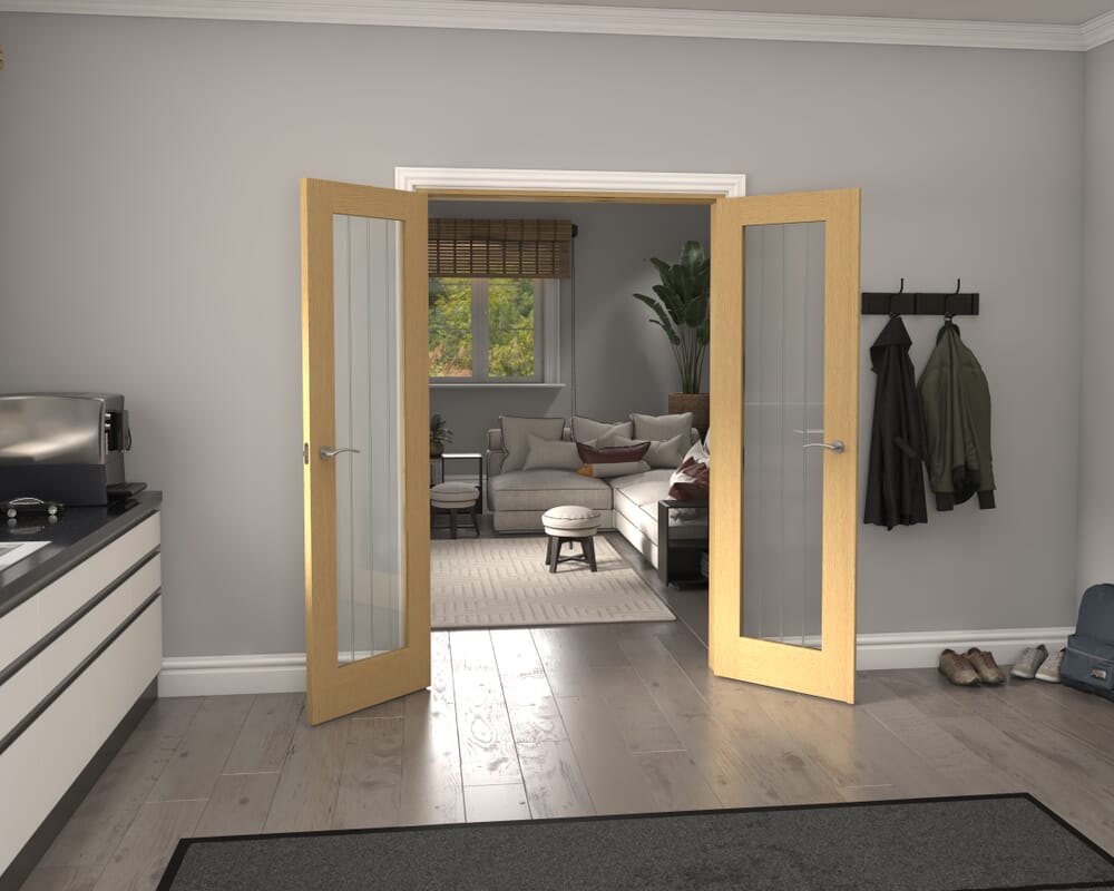 1276x2021x133mm Mexicano P10 Glazed Oak French Door Set