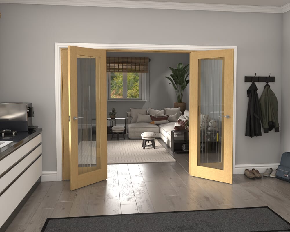 2684x2021x133mm Mexicano P10 Glazed Oak French Door Set