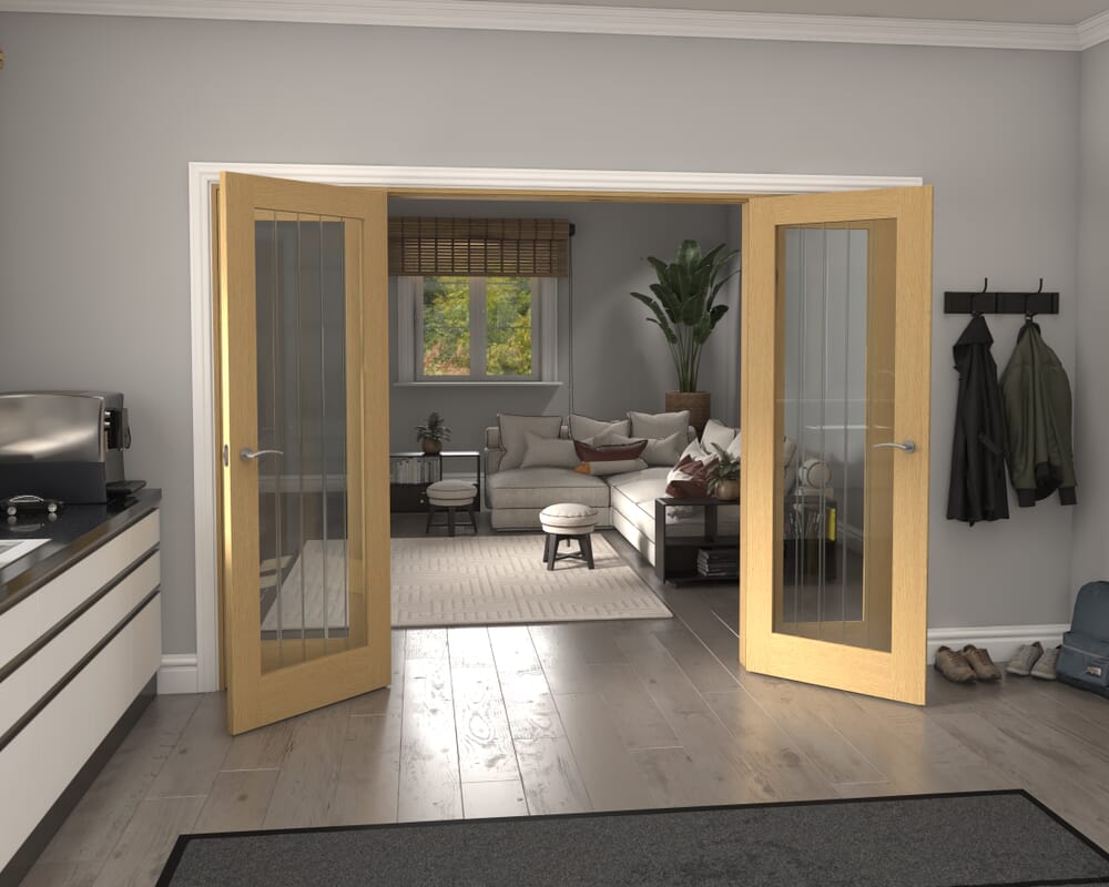 2836x2021x133mm Mexicano P10 Glazed Oak French Door Set