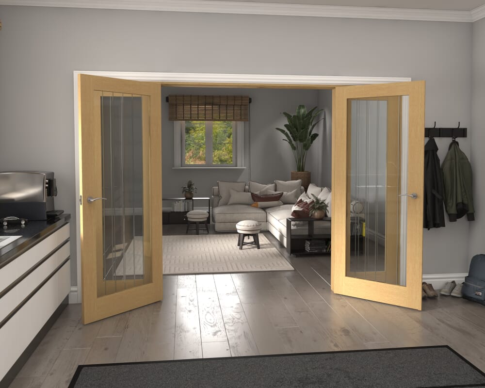 2988x2021x133mm Mexicano P10 Glazed Oak French Door Set