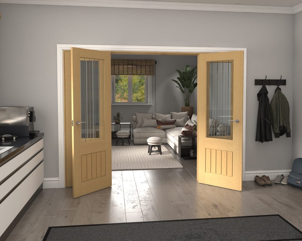 2684x2021x133mm Mexicano 2XG Glazed Oak French Door Set