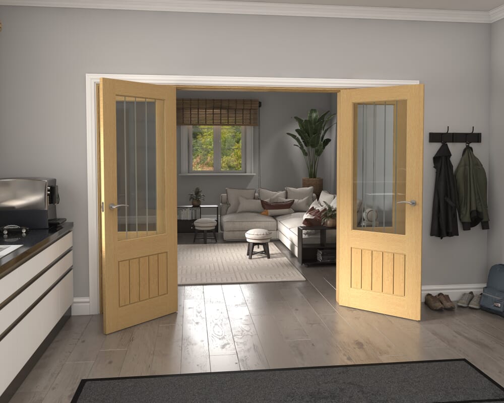 2836x2021x133mm Mexicano 2XG Glazed Oak French Door Set