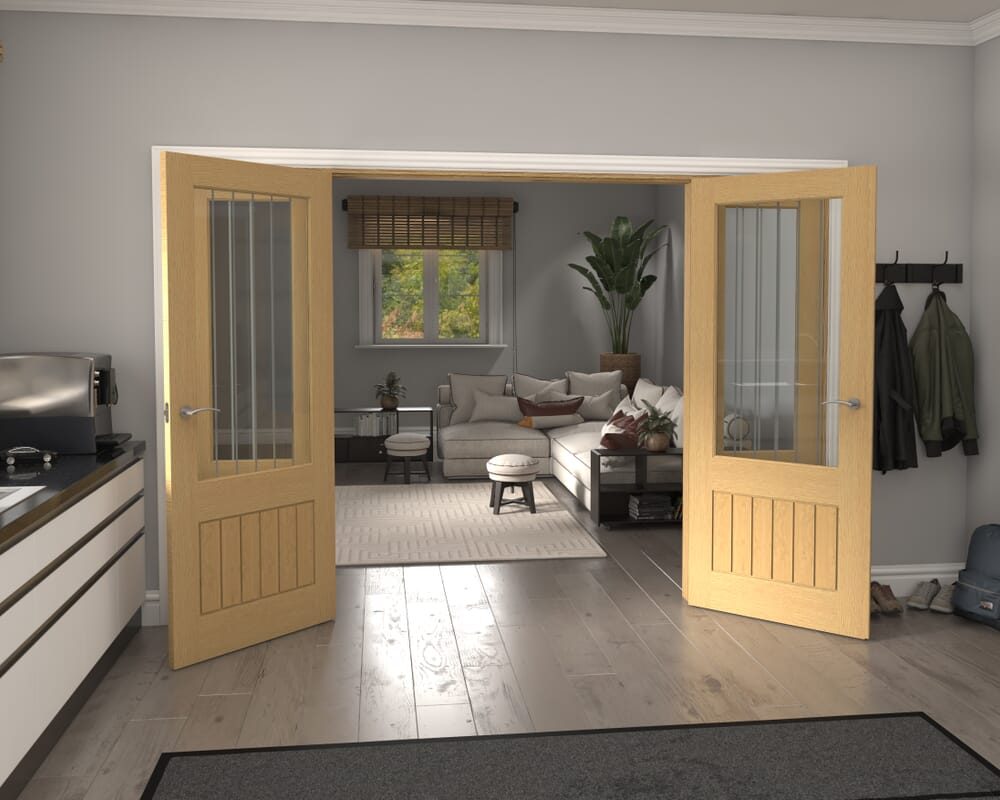 2988x2021x133mm Mexicano 2XG Glazed Oak French Door Set