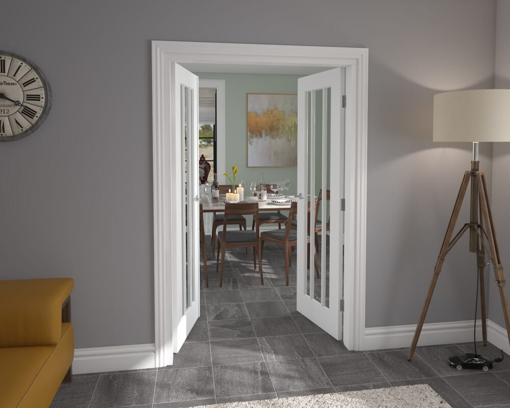 1276x2021x133mm White Lincoln Clear Glazed French Door Set