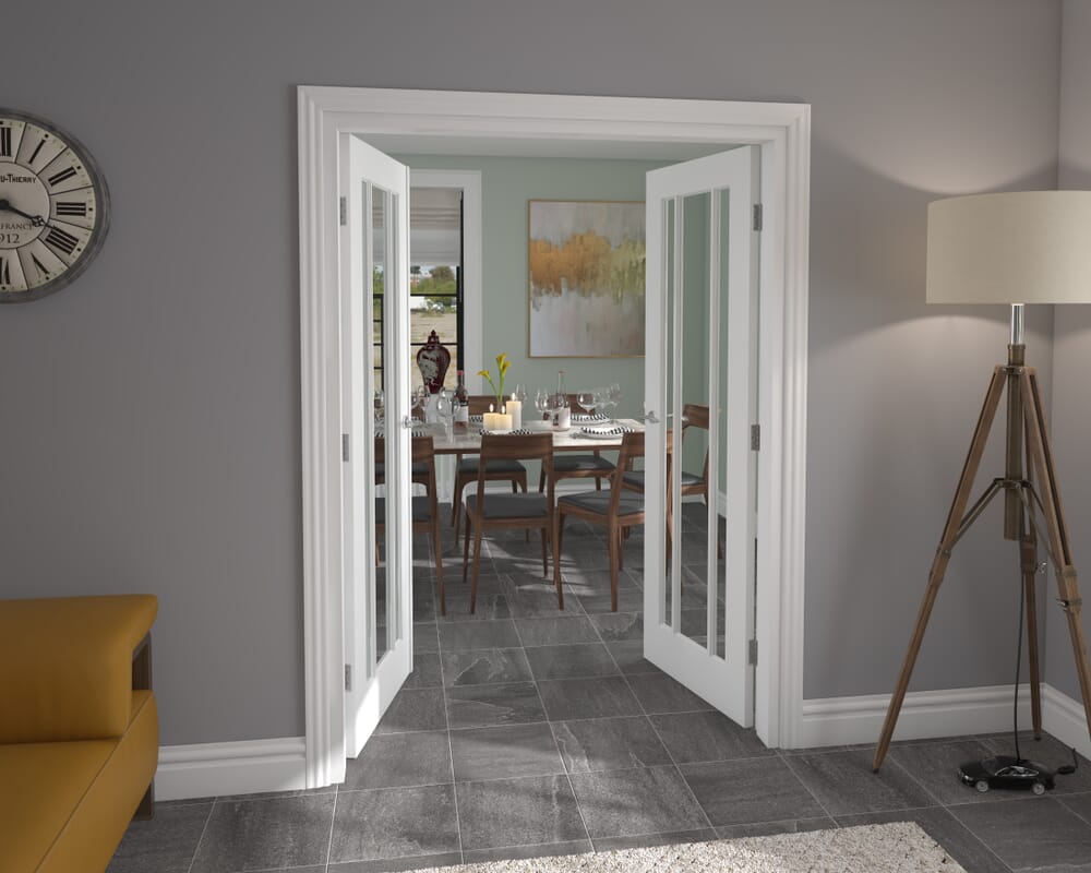 1428x2021x133mm White Lincoln Clear Glazed French Door Set