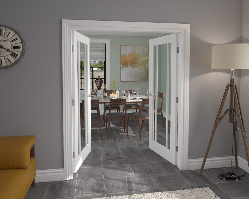 1580x2021x133mm White Lincoln Clear Glazed French Door Set