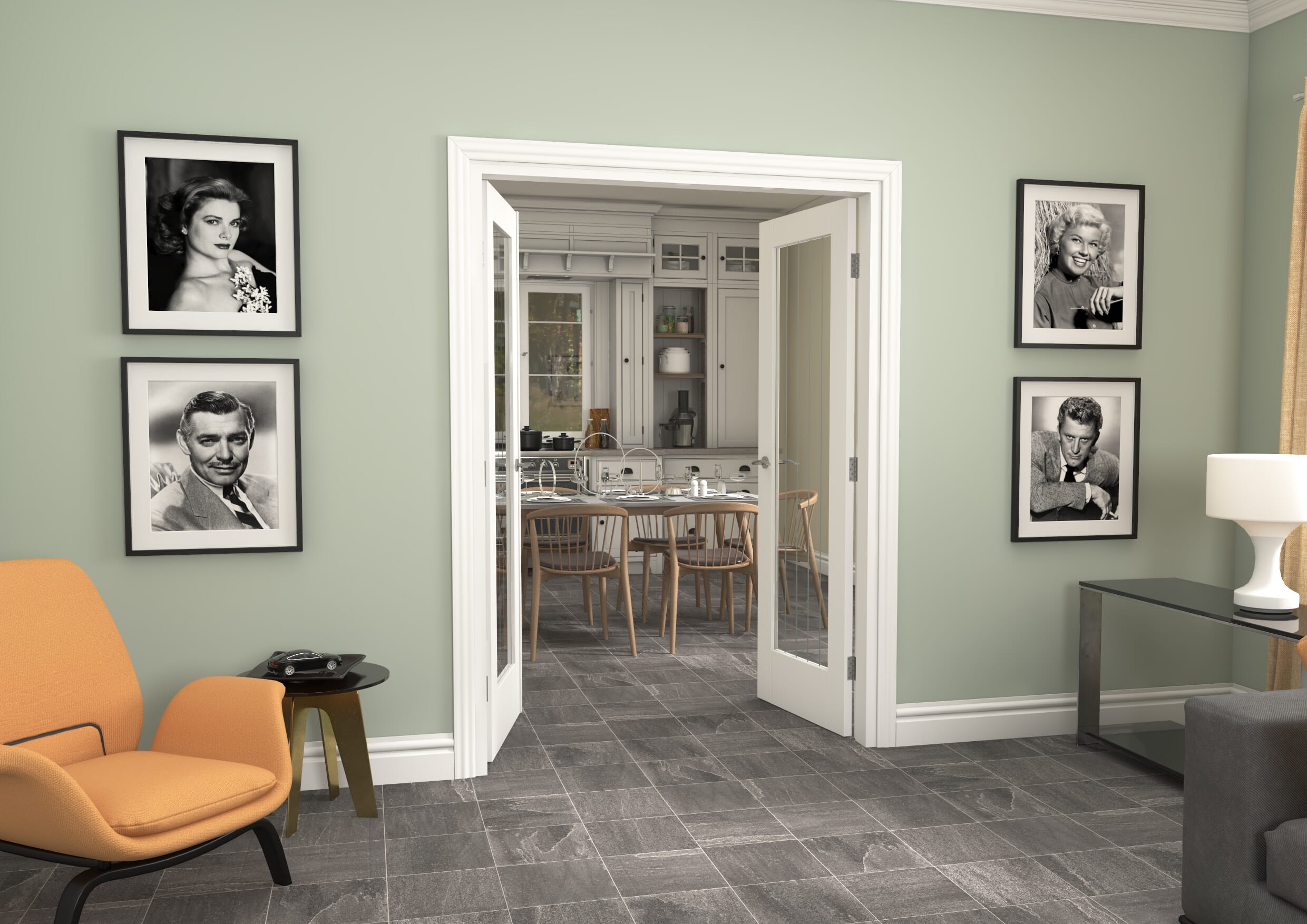 1426x2021x133mm Suffolk White P10 Glazed French Door Set
