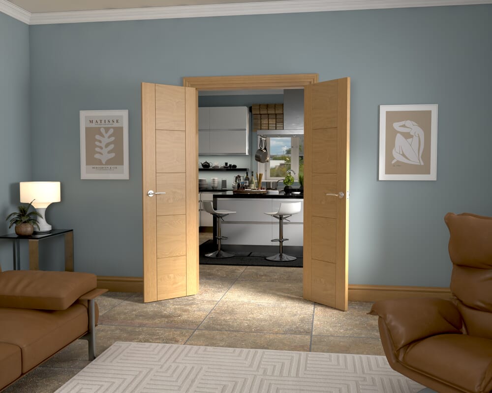 970x2021x133mm Iseo Oak Prefinished French Door Set