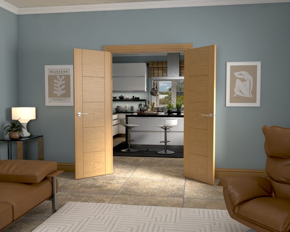1276x2021x133mm Iseo Oak Prefinished French Door Set