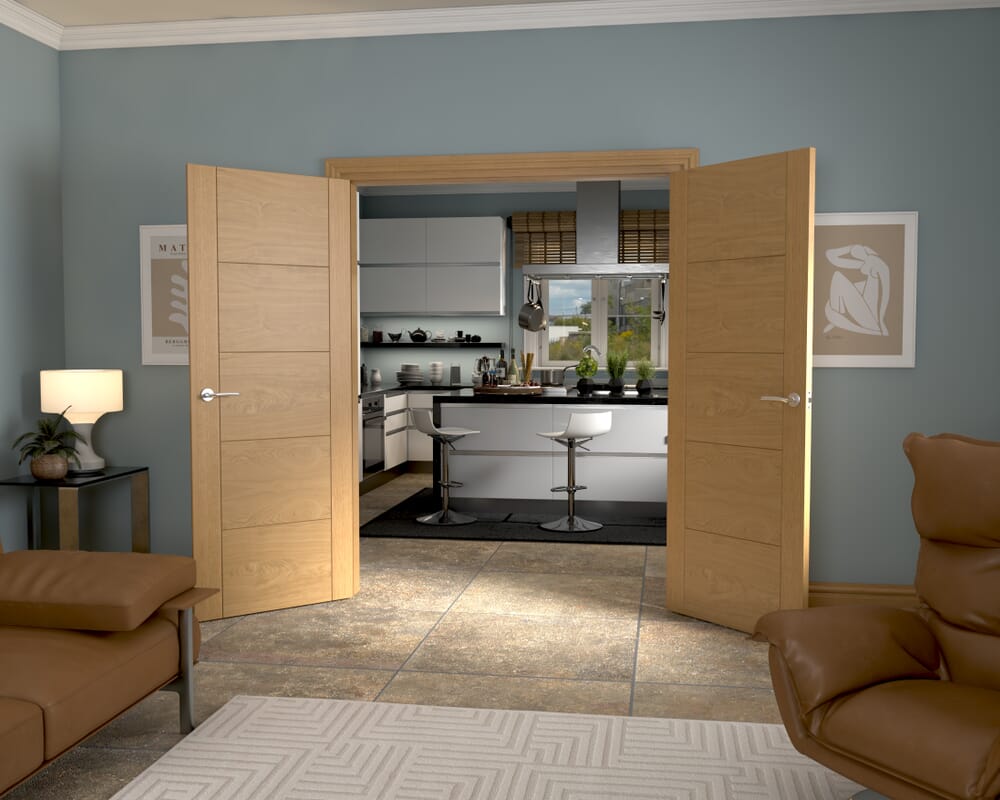 1478x2021x133mm Iseo Oak Prefinished French Door Set