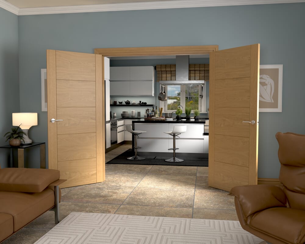 1732x2021x133mm Iseo Oak Prefinished French Door Set