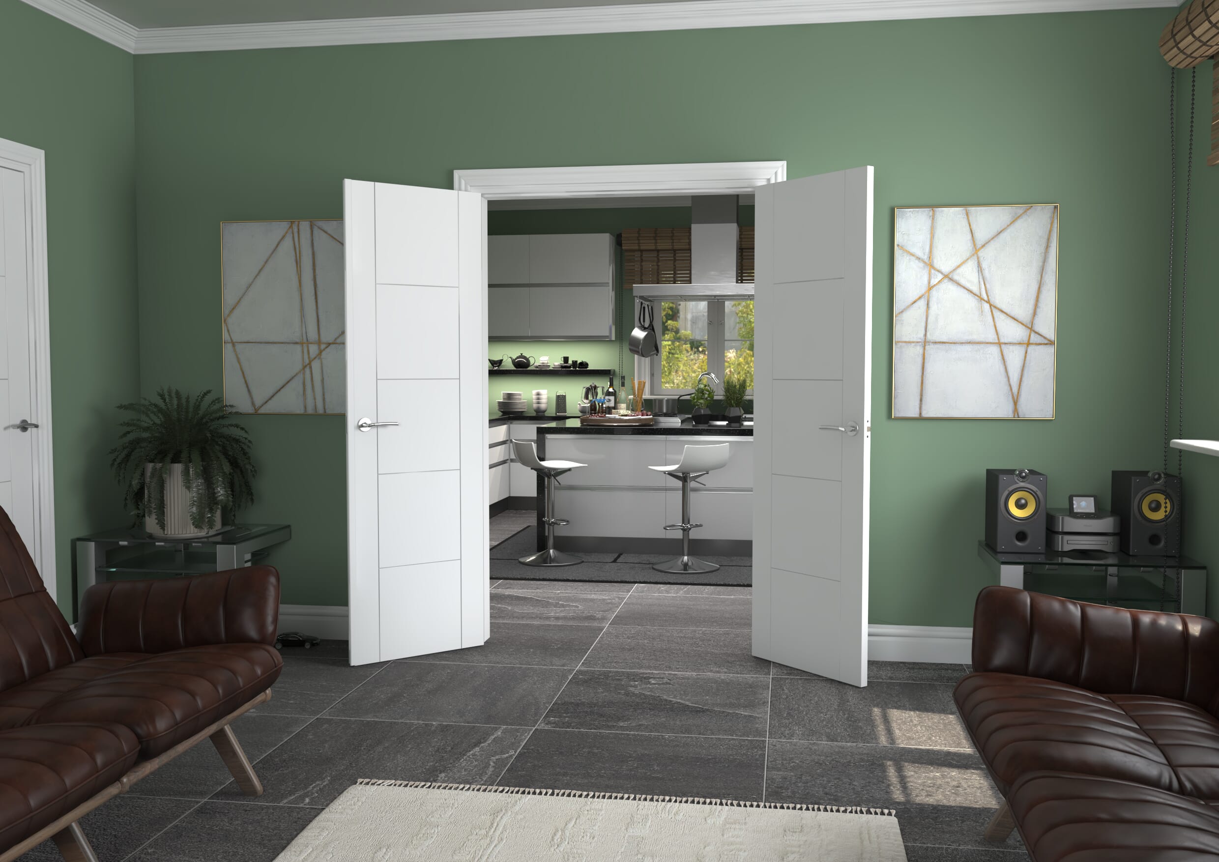 1276x2021x133mm Iseo White French Door Set