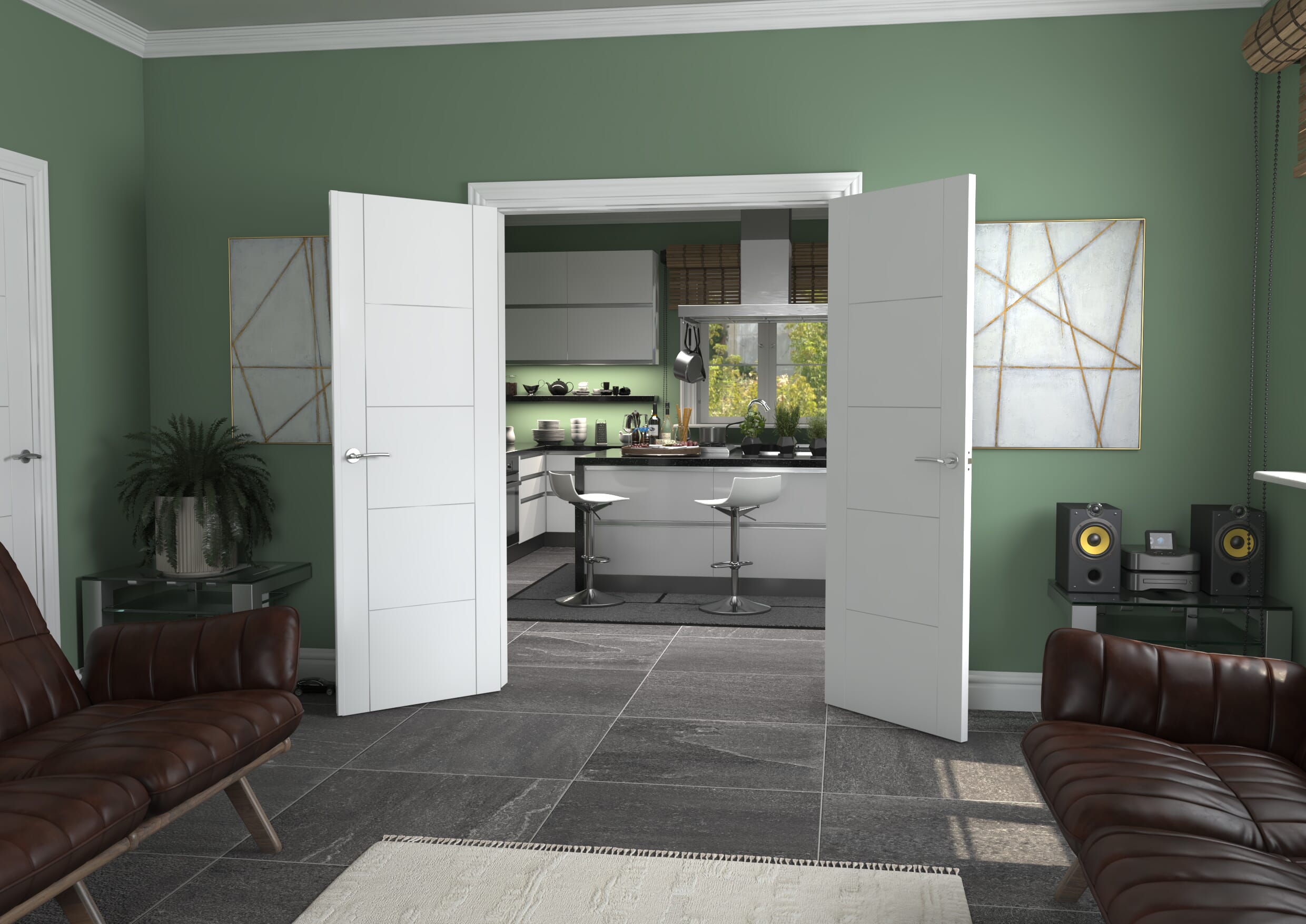 1426x2021x133mm Iseo White French Door Set