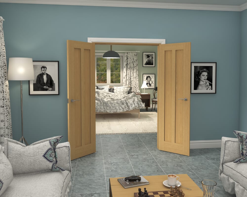 1276x2021x133mm Aston Oak French Door Set