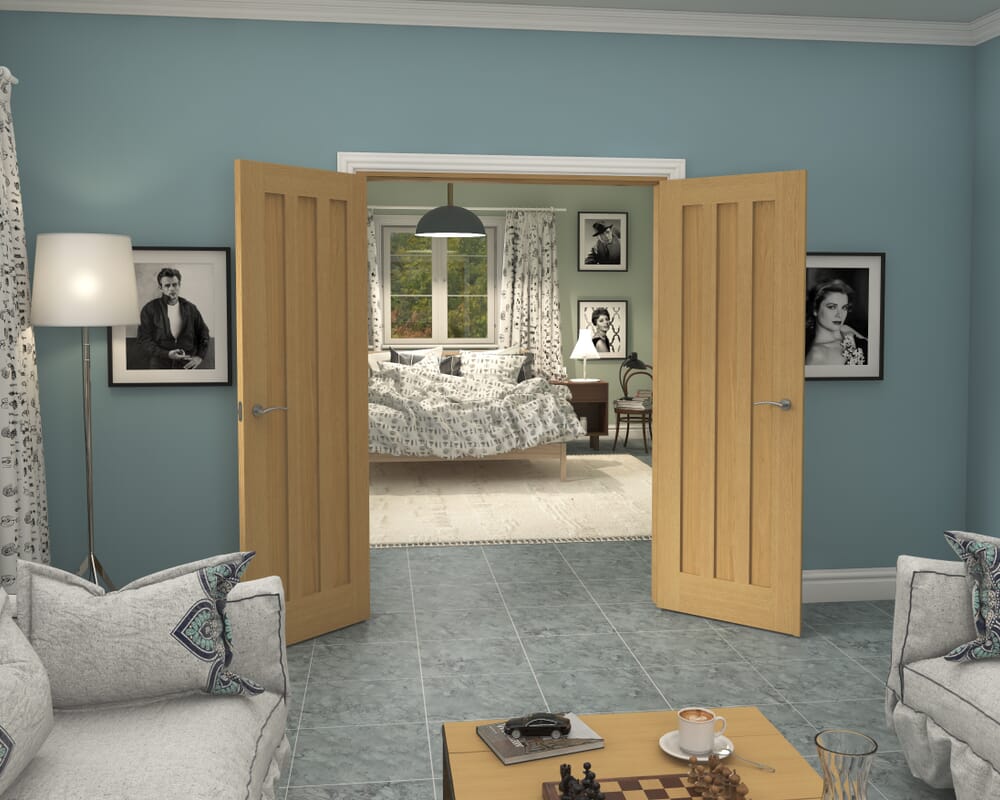 1426x2021x133mm Aston Oak French Door Set