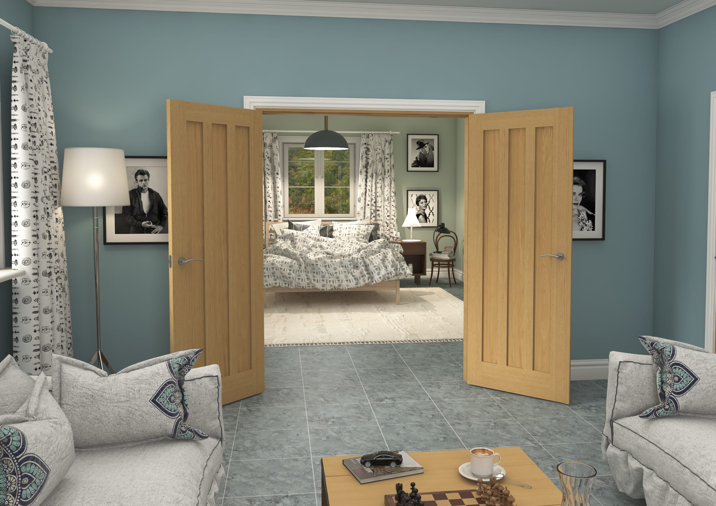 1580x2021x133mm Aston Oak French Door Set
