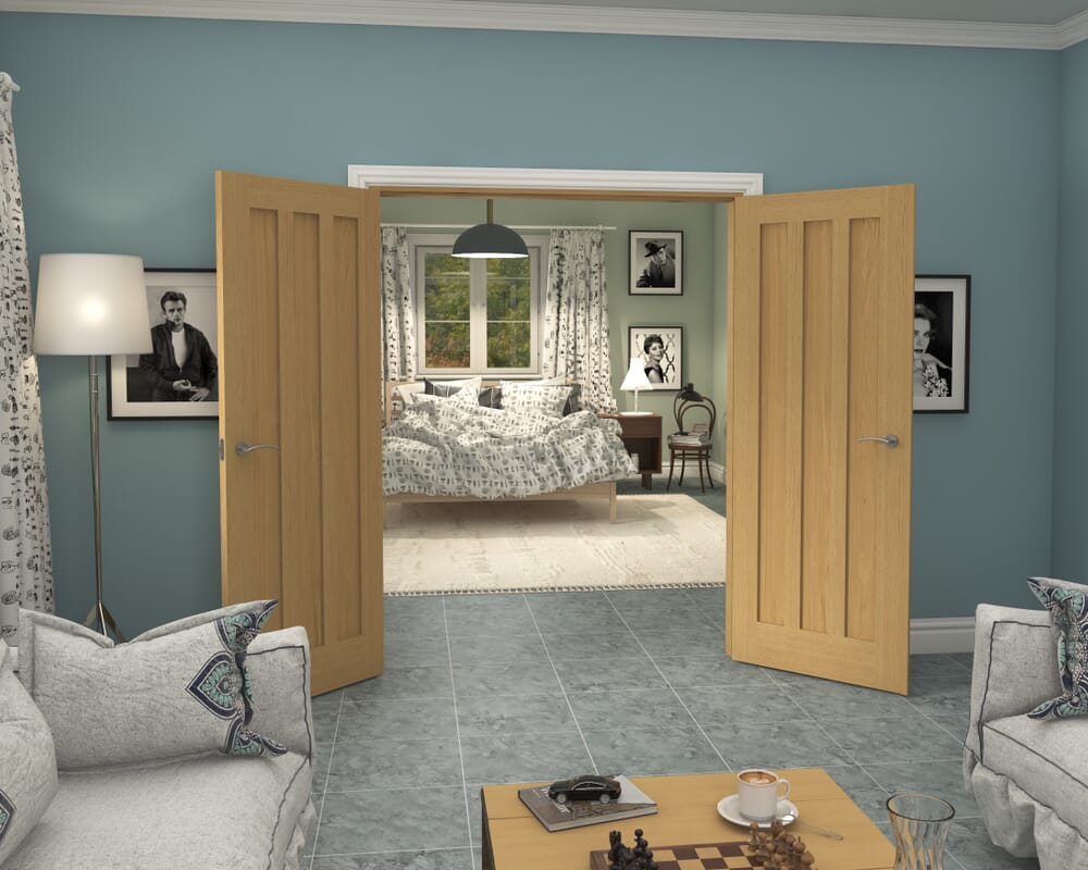 1580x2021x133mm Aston Oak French Door Set