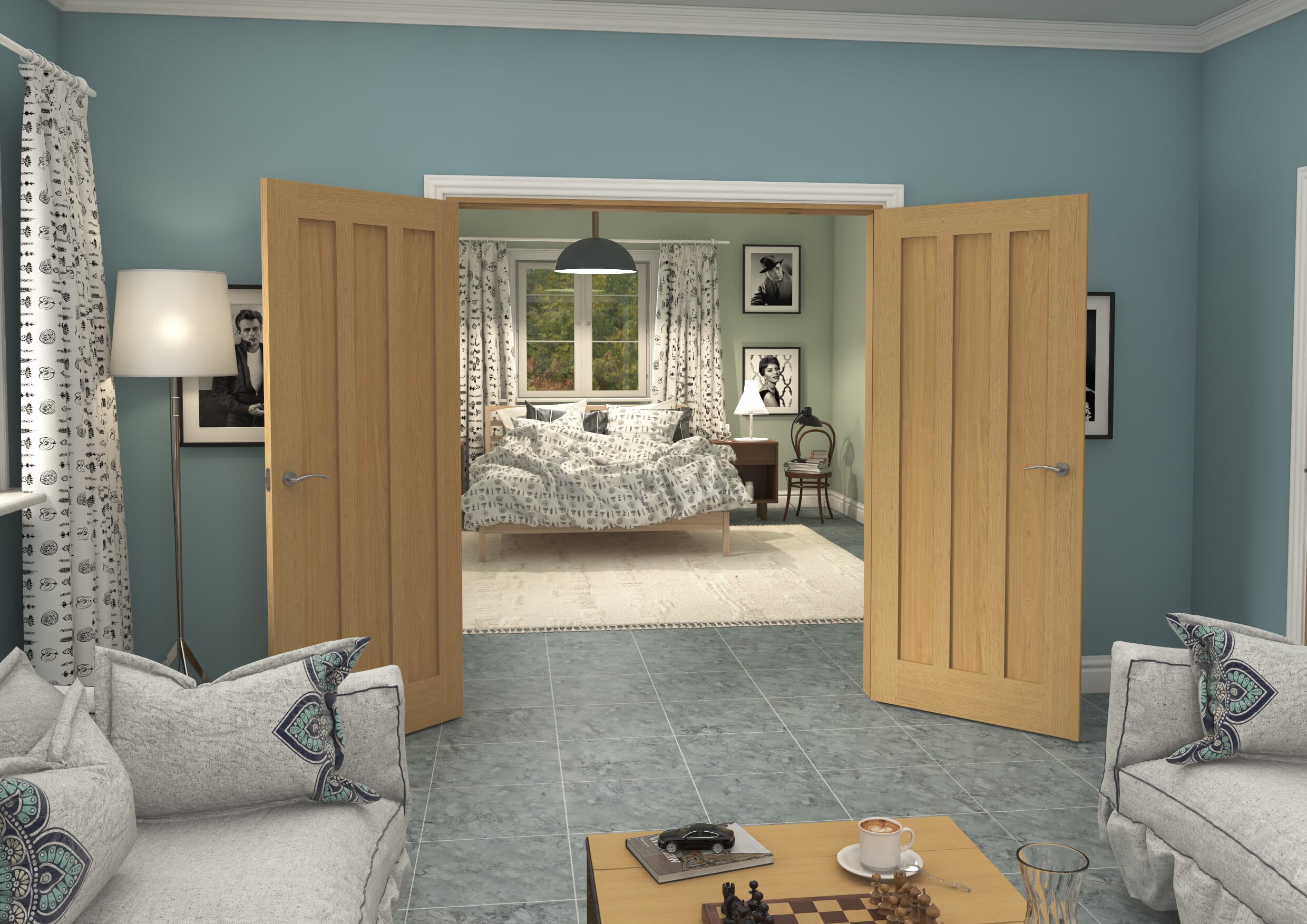 1732x2021x133mm Aston Oak French Door Set