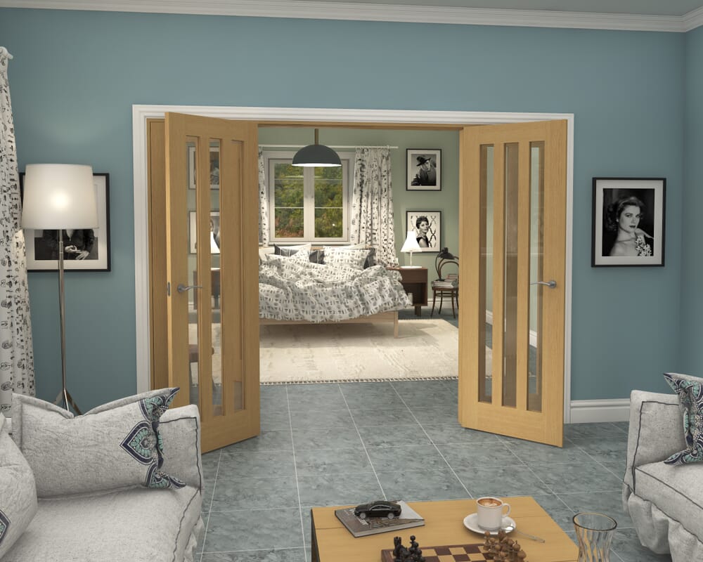 2684x2021x133mm Aston Oak Clear Glazed French Door Set