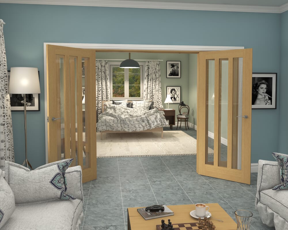 2988x2021x133mm Aston Oak Clear Glazed French Door Set