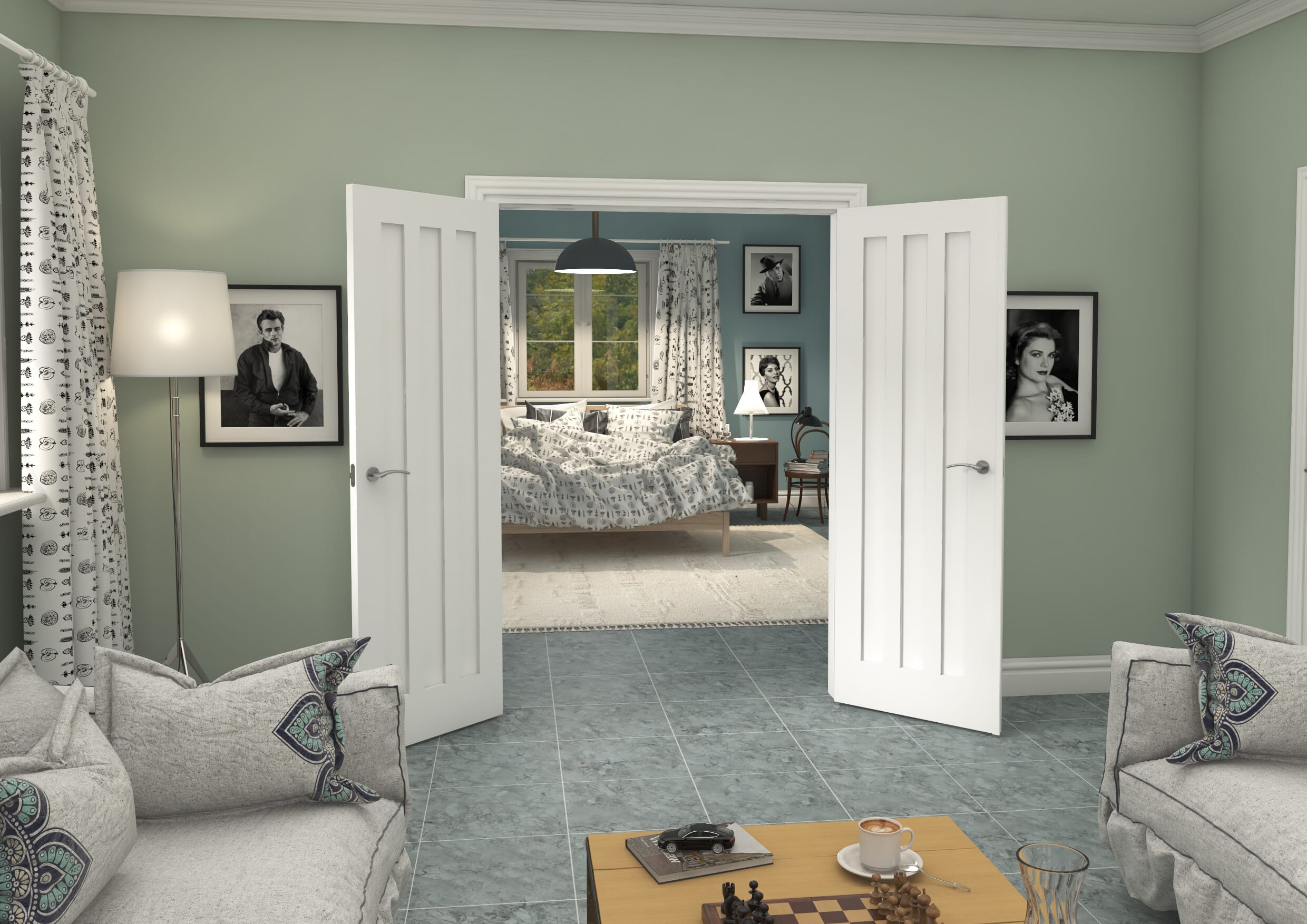 1426x2021x133mm Aston White French Door Set