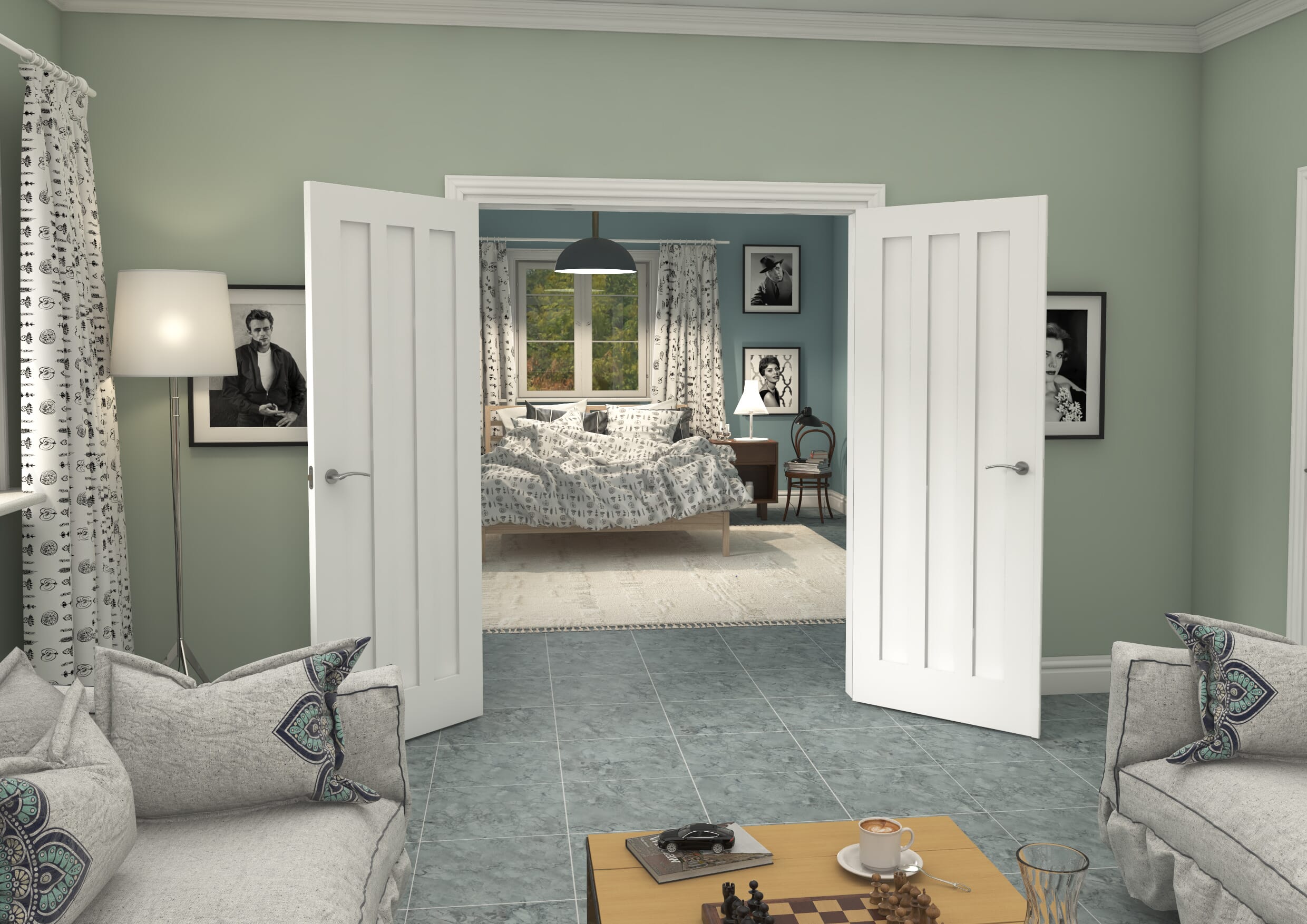 1580x2021x133mm Aston White French Door Set