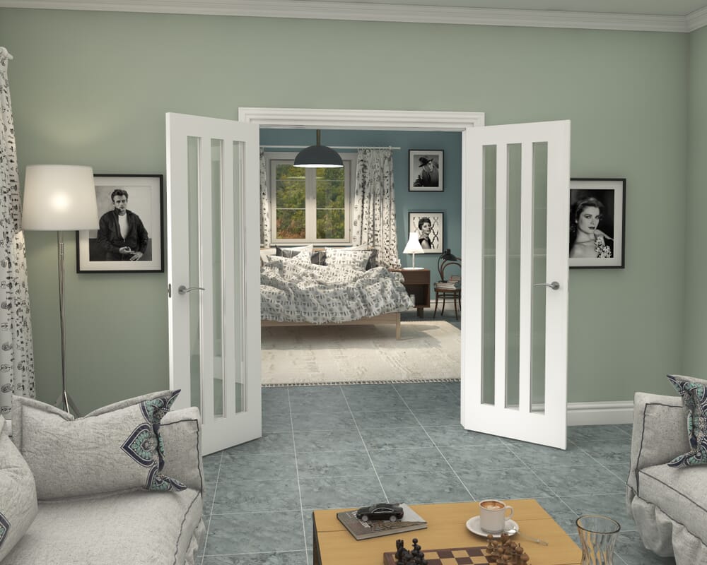 1426x2021x133mm Aston White Clear Glazed French Door Set