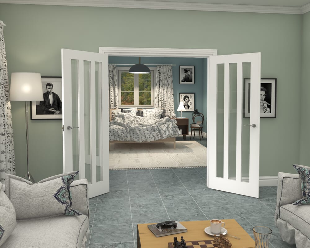 1580x2021x133mm Aston White Clear Glazed French Door Set