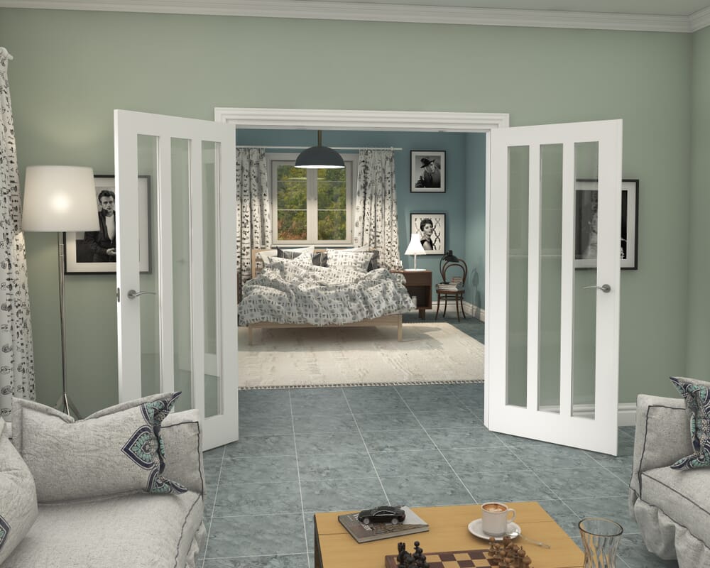 1732x2021x133mm Aston White Clear Glazed French Door Set