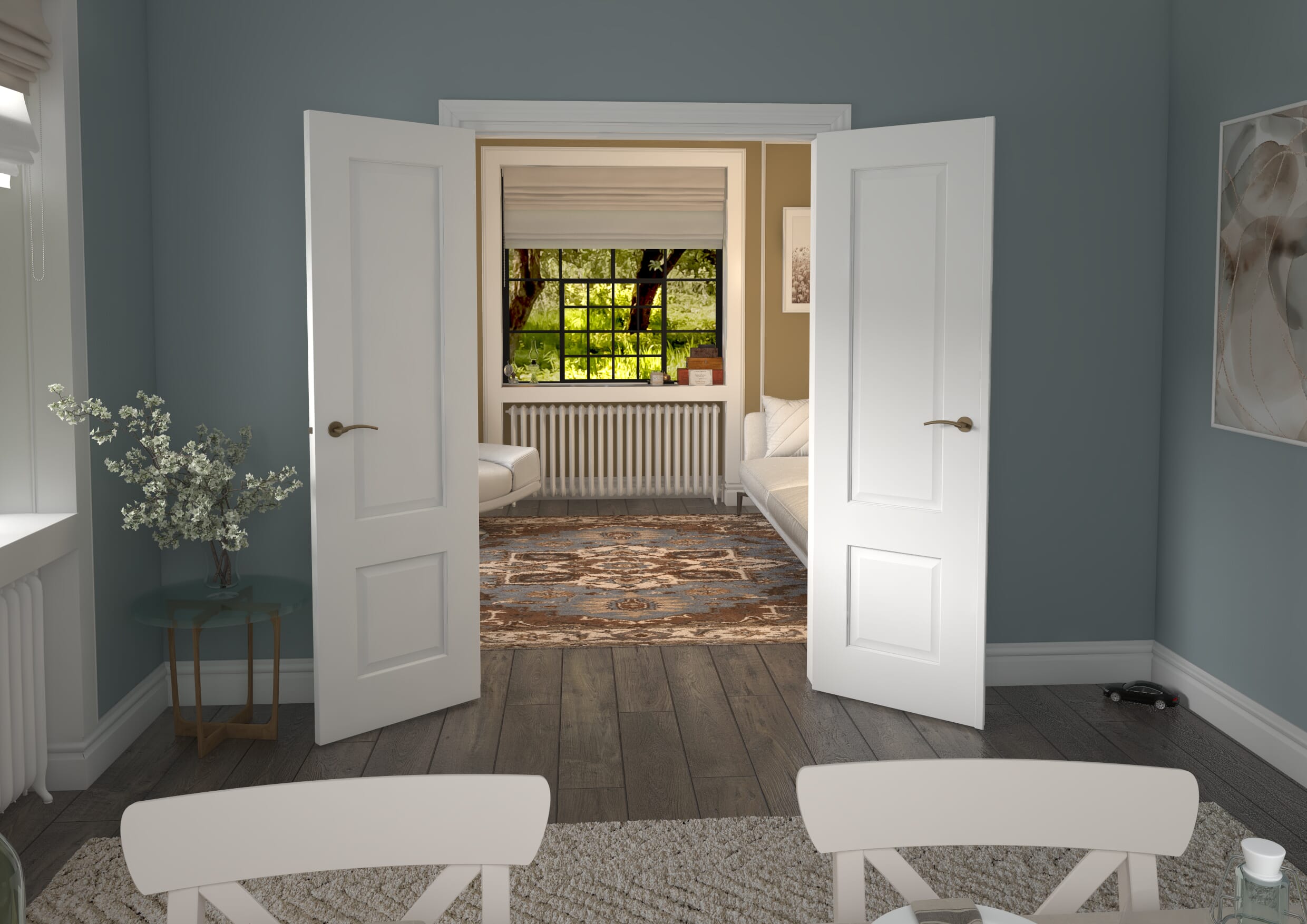 1276x2021x133mm Grange White French Door Set