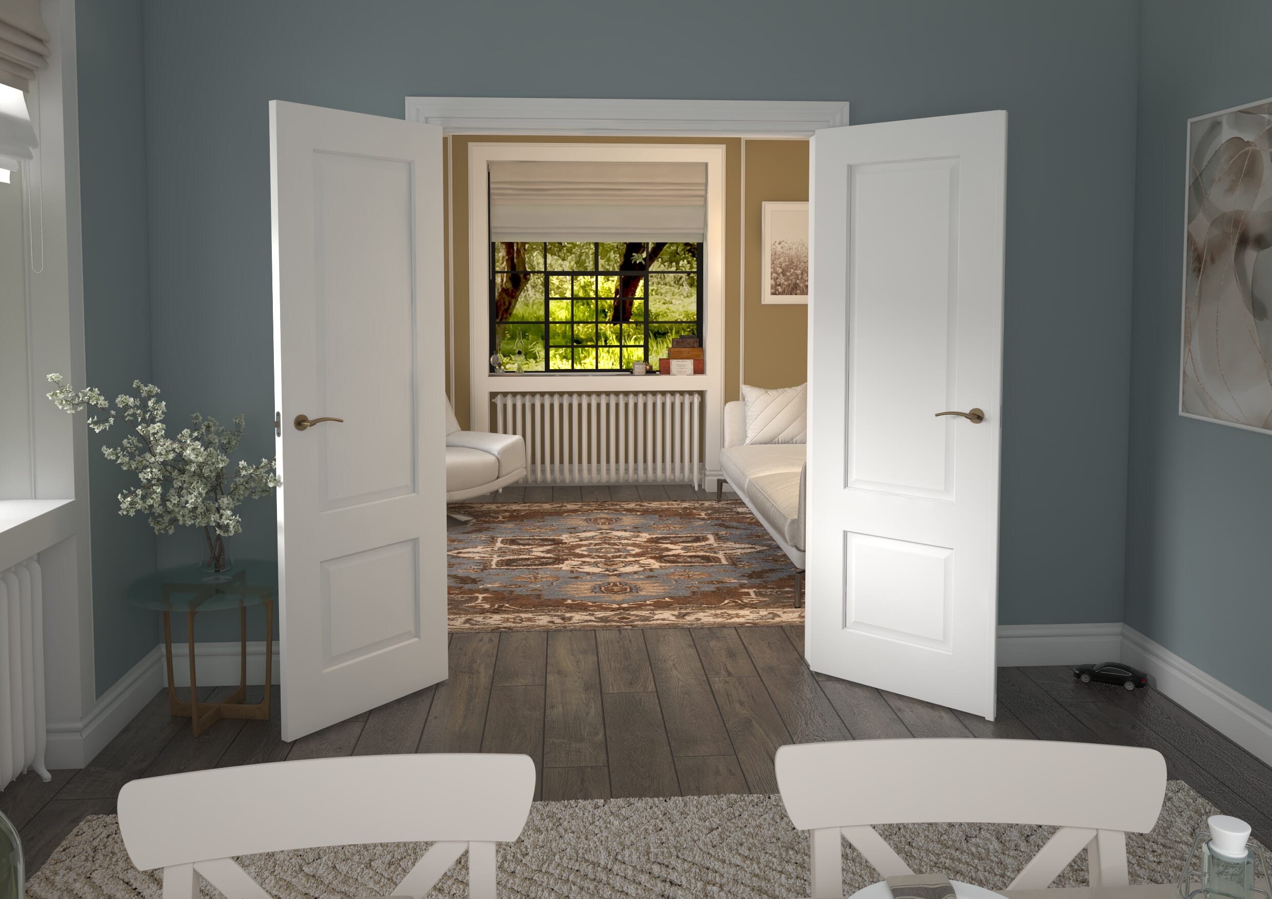 1426x2021x133mm Grange White French Door Set