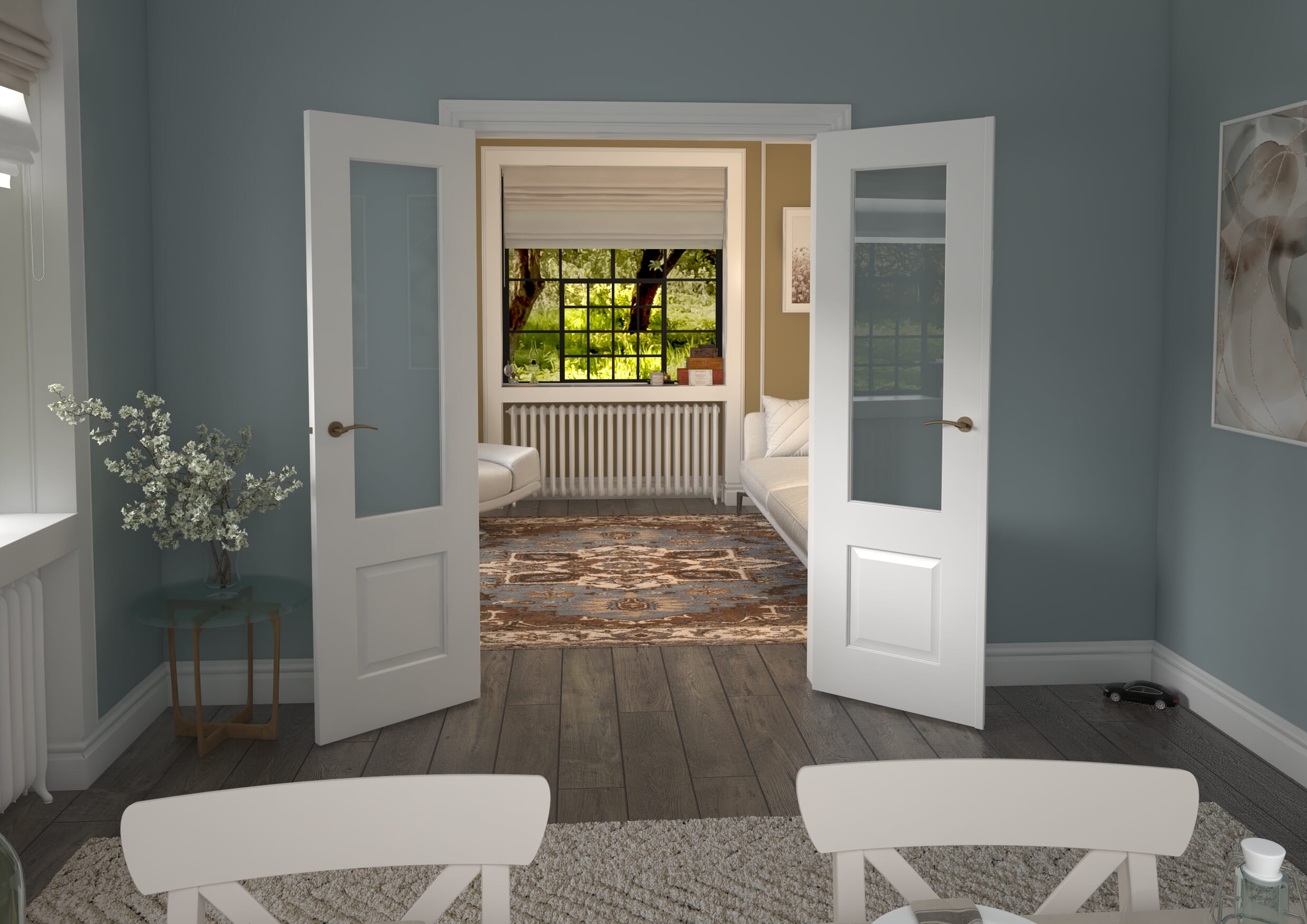 1276x2021x133mm Grange White Clear Glazed French Door Set