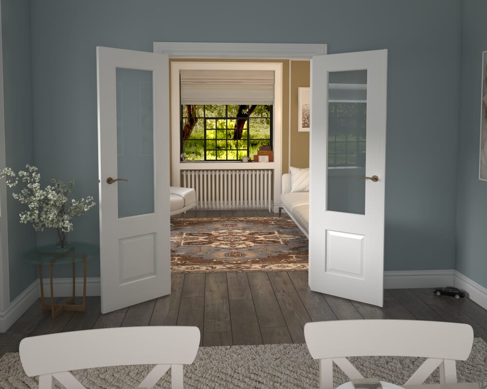 1276x2021x133mm Grange White Clear Glazed French Door Set