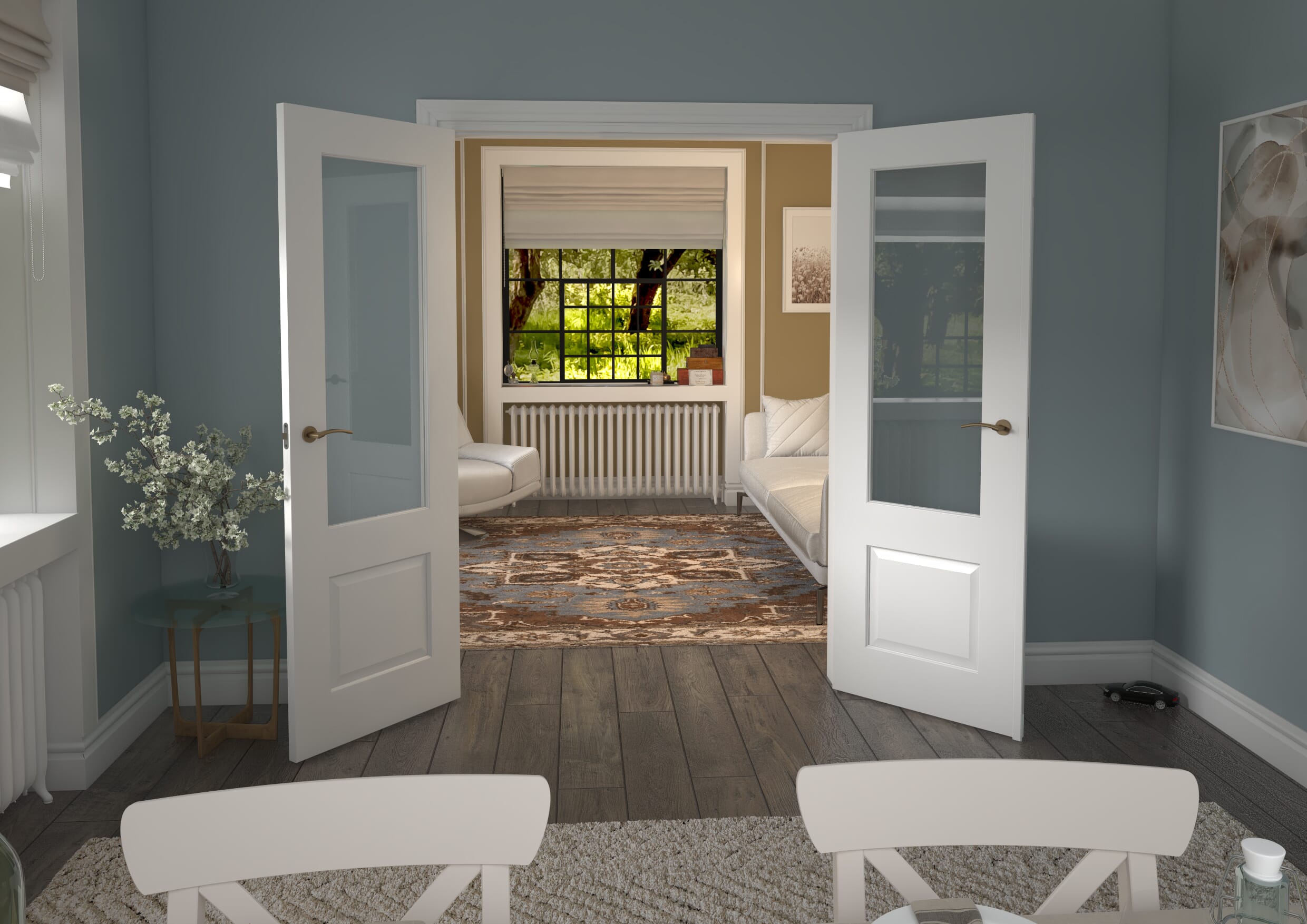 1426x2021x133mm Grange White Clear Glazed French Door Set