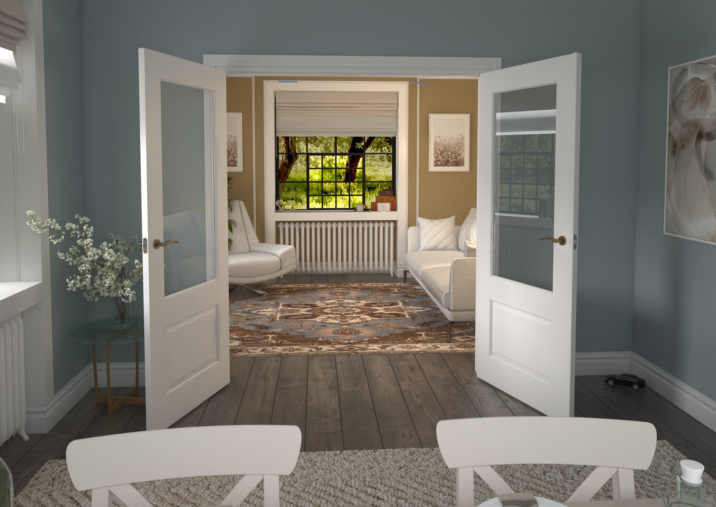 1732x2021x133mm Grange White Clear Glazed French Door Set