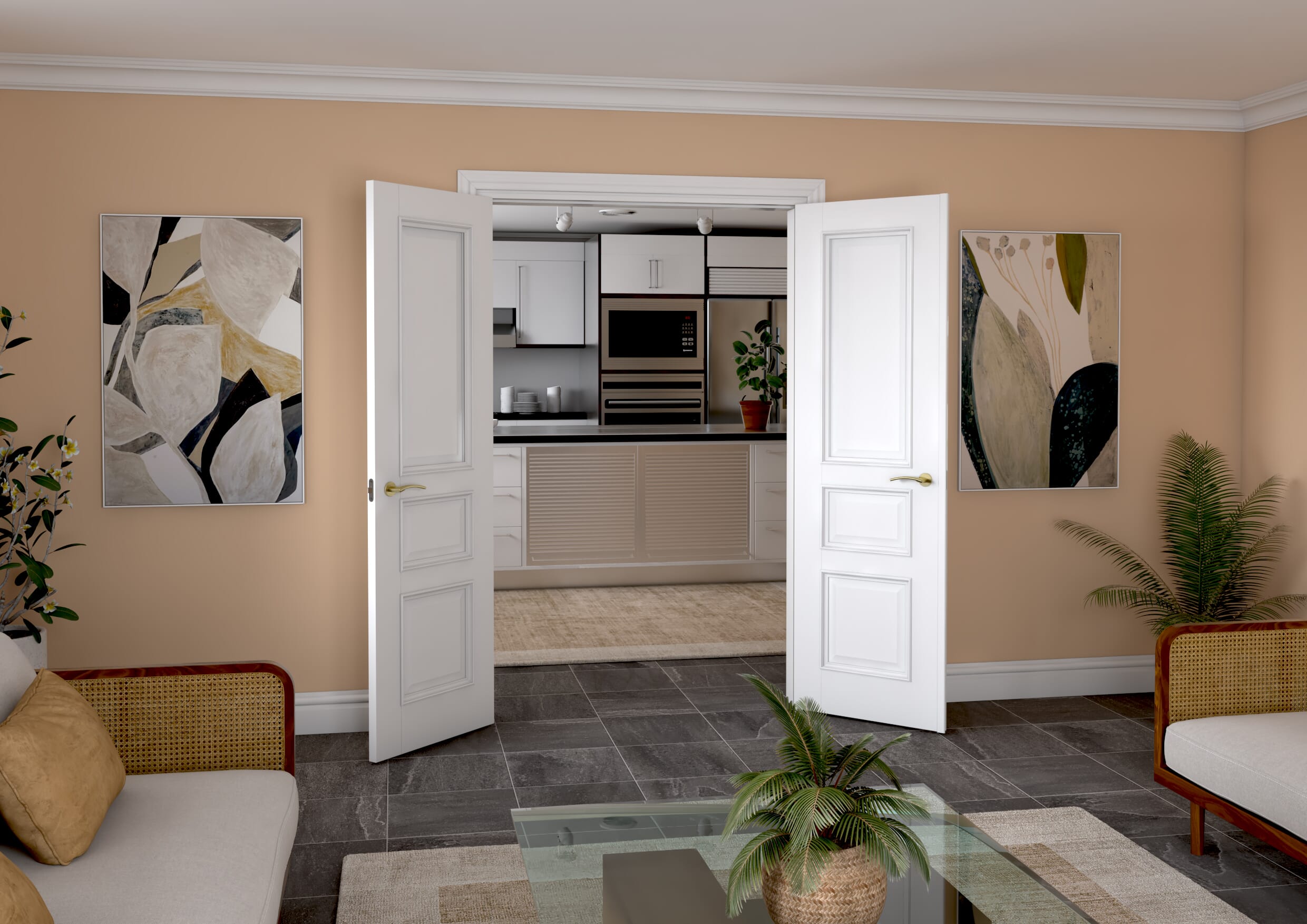 1276x2021x133mm Kent White French Door Set