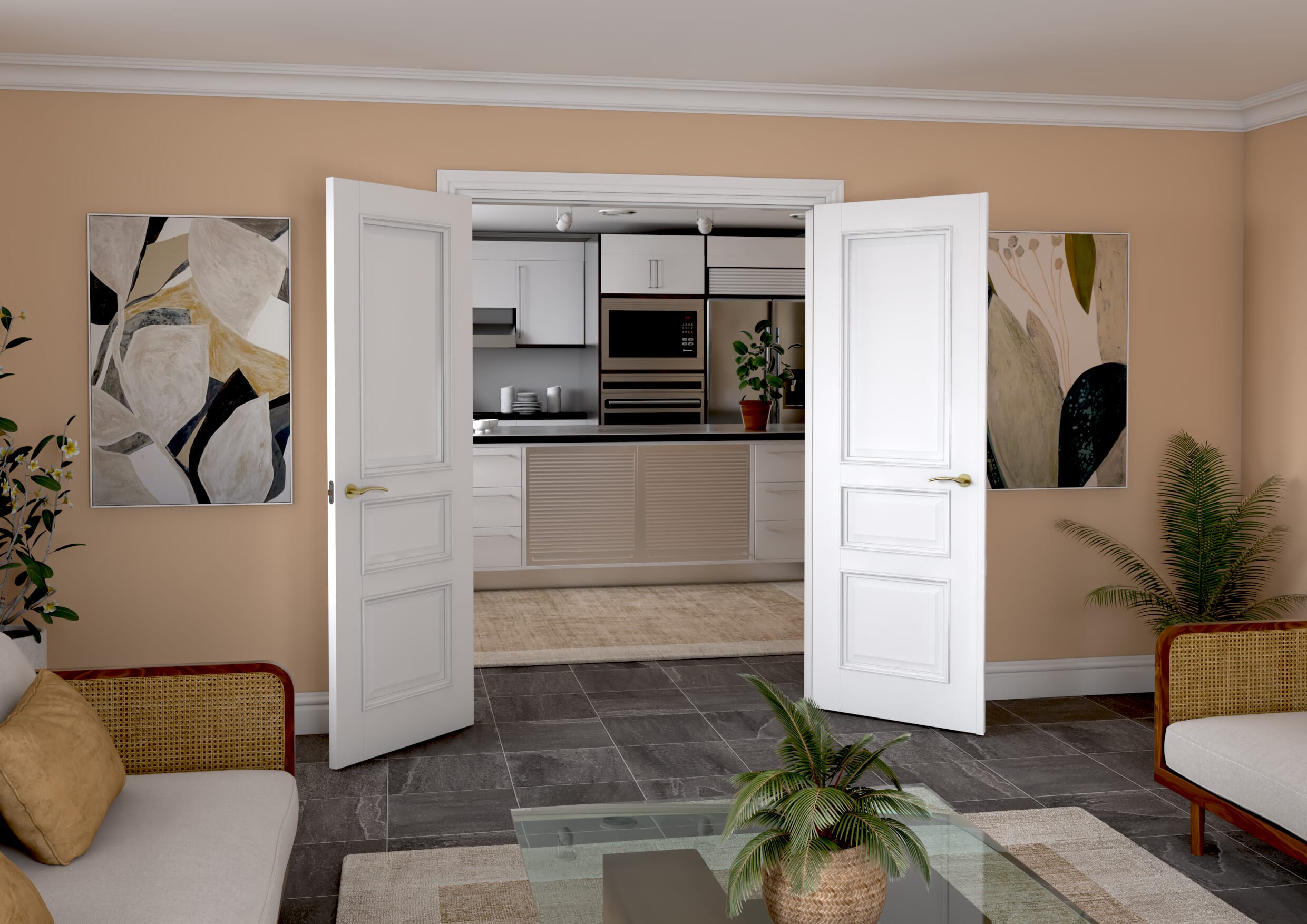 1426x2021x133mm Kent White French Door Set