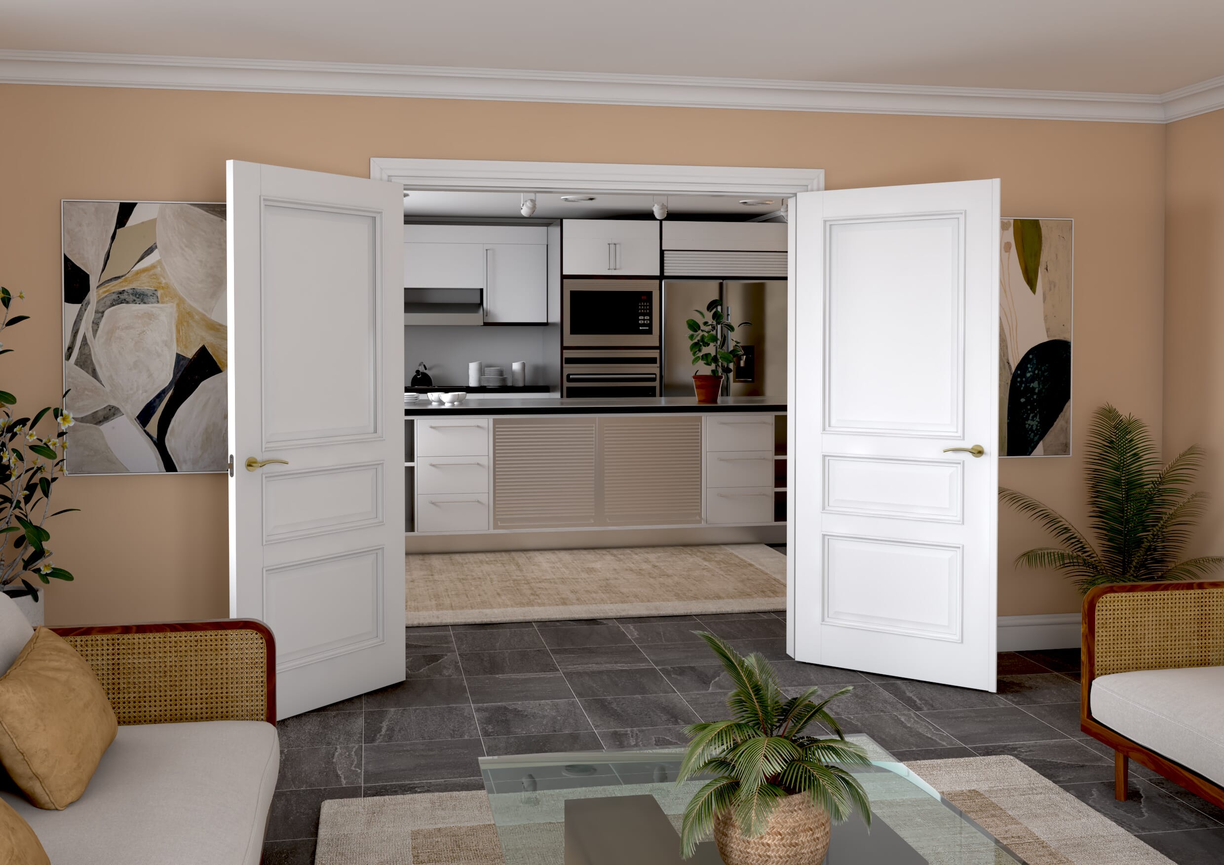1732x2021x133mm Kent White French Door Set