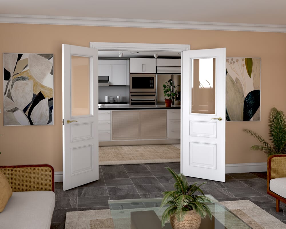 1426x2021x133mm Kent White Clear Glazed French Door Set