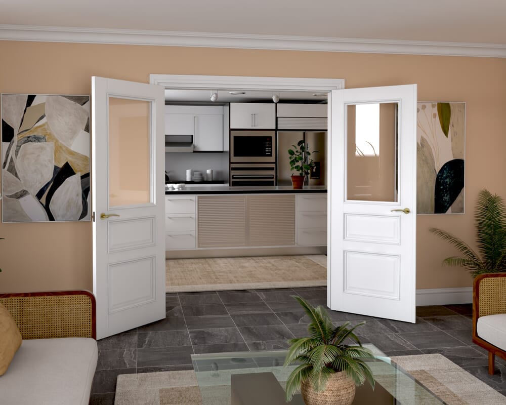 1580x2021x133mm Kent White Clear Glazed French Door Set