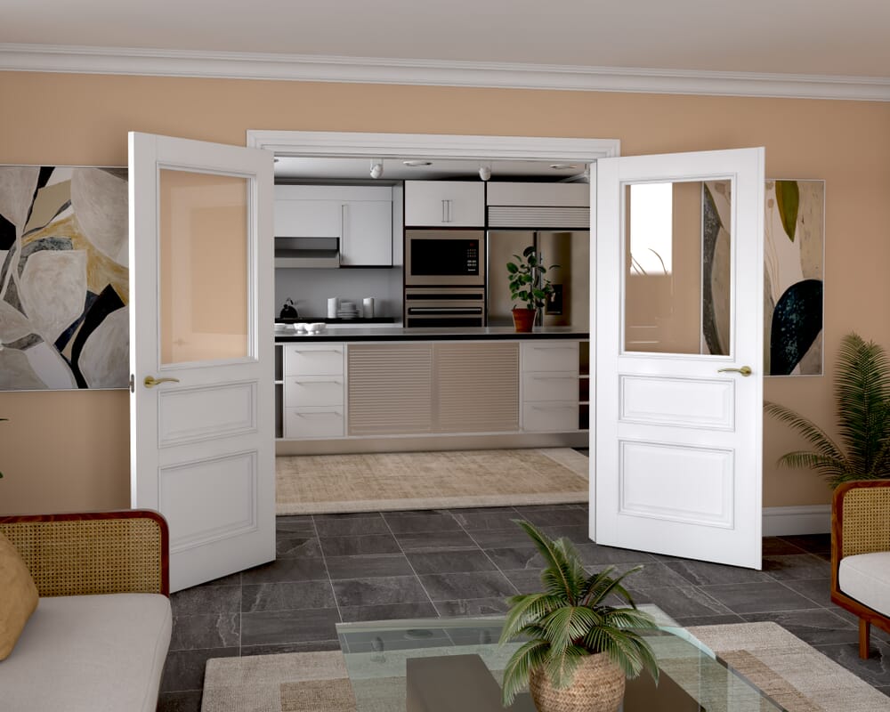 1732x2021x133mm Kent White Clear Glazed French Door Set